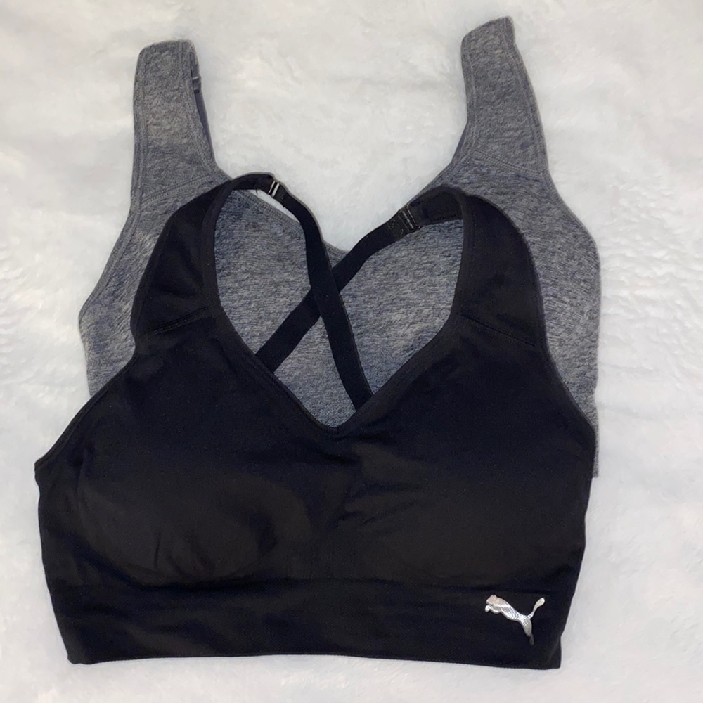2 PACK Puma Padded Sports Bras (MEDIUM-BLK/GRY)